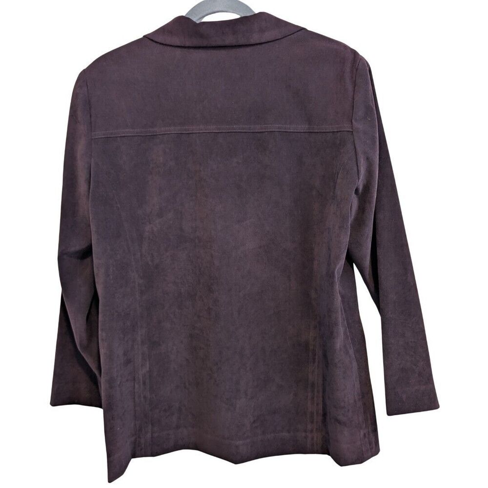 Worthington Burgundy‎ Velvet Velour Button Blazer Jacket Women Size 8P - Picture 5 of 11